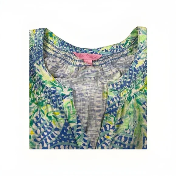 Lilly Pulitzer Essie Shift Dress In the Groove Green Blue Sleeveless Size Small - Picture 2 of 6
